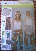 SIMPLICITY 4598 Misses&#39; Cropped Pants, Poncho, Swimsuit Bag &amp; Knit TOP S... - $10.46 CAD