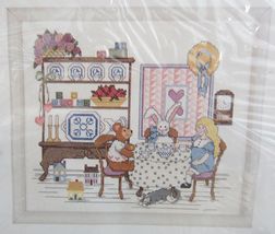 Creative Circle Cross Stitch Child Teaparty Teddy Bear Rabbit Cat Kit 12... - $18.99