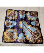 Vintage 26&quot; Square Multi-Color Paris Themed Fashion Scarf - $12.22 CAD