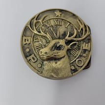 Vintage ELKS Lodge BPOE Solid Brass Belt Buckle 1978 Baron Buckles Taiwan Round - £20.16 GBP