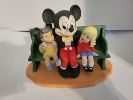 VTG  Walt Disney Porcelain Figurine Mickey Mouse & Kids Sitting on Bench- Japan - $80.00
