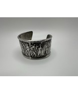 Antique Primitive Silver Metal Cuff Soldier Bracelet 2.24” X 1 3/8” - £82.81 GBP