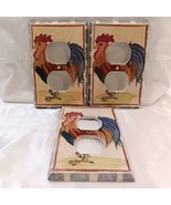 RARE All Fired Up! 3 Rooster Outlet Electric Covers Country Decor - £36.34 GBP