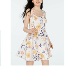 City Studio Junior Women 1 Ivory Yellow Floral Bow Back Fit Flare Dress NWT - £16.34 GBP
