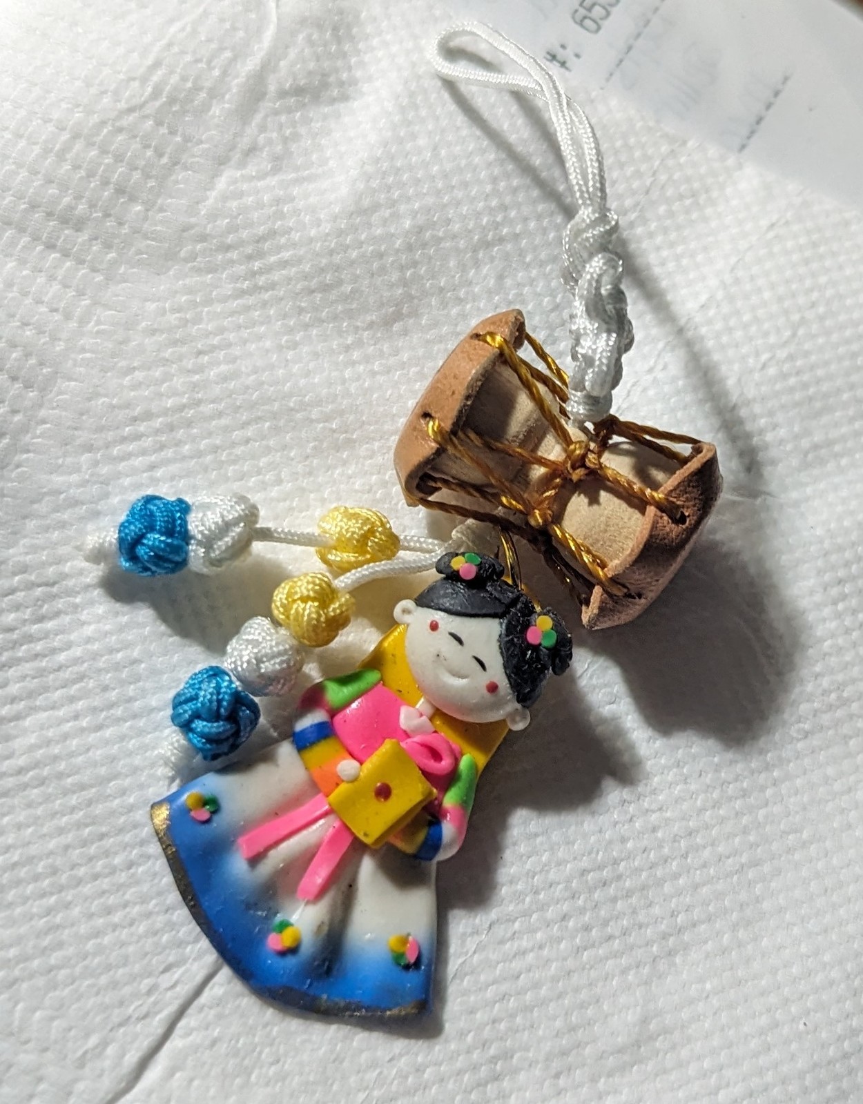 Authentic Handmade Korea Traditiional Woman Drum Phone Charm - $14.95