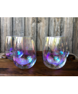 Set of 4 IRIDESCENT WINE GLASSES - Stemless 20 oz. RAINBOW Luster - 5&quot; ~... - $680.26 MXN