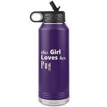 Pug - 32oz Insulated Water Bottle - Purple - £33.22 GBP