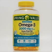 Spring Valley Omega-3, Eye / Brain / Bone &amp; Heart Health 2000mg 120 Soft... - $33.89