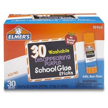 Elmer&#39;s Disappearing Purple School Glue Sticks, Washable, 7 Grams, 30 Count - £15.65 GBP