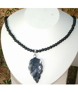 Tourmaline rutile Leaf Pendant and 4 mm Tourmaline Bead Necklace - $57.44 CAD