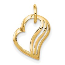 10K Yellow Gold Heart Charm Love Valentines Jewelry 15mm x 11mm - £22.17 GBP