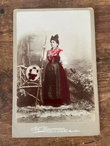 Vintage Cabinet Card. Woman in dress with Red tint in photo - £27.20 GBP