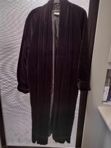Vintage JS Collection Black Velvet Long Size Large Swing Opera Evening Coat 1980 - £129.79 GBP