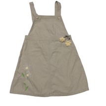 Gymboree Girls Bib Overall Jumper Dress Size 5 Floral Embroidered Beige - £16.00 GBP
