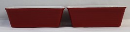 Lot of 2 Red Nantucket Stoneware Mini  3-3/8&#39; W X 6-1/4&quot; L Loaf Pan Baking Dish - £11.97 GBP