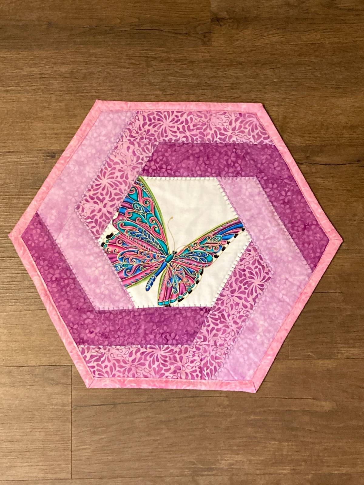 June Butterfly in the Breeze Hexagonal Table Topper - $25.00