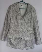 Kay Unger Tweed Cream with Blue Jacket &amp; Skirt Set Size 14 - £117.46 GBP
