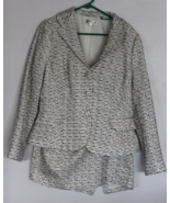 Kay Unger Tweed Cream with Blue Jacket &amp; Skirt Set Size 14 - £117.98 GBP