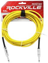 Rockville RCGT20Y 20&#39; 1/4&#39;&#39; TS to 1/4&#39;&#39; TS Guitar/Unbalanced Signal Cable-Yellow - £23.49 GBP