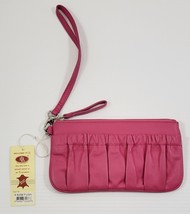 MM) ILI Pink Fuscia Genuine Leather Clutch Wristlet Wallet 8&quot; x 4&quot; - £15.78 GBP