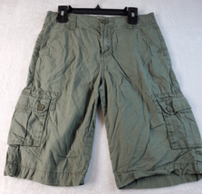 LEI Cargo Shorts Youth Size 12 Green 100% Cotton Slash Pocket Pull On Be... - $14.98