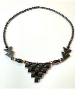 Vintage Natural Hematite Necklace Reversible Geometric 18” 49g Barrel Clasp - $34.99