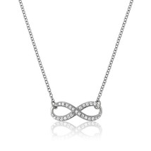 Sterling Silver CZ Infinity Necklace - £44.28 GBP