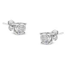 Elegant Miracle-set Stud Earrings with Round Brilliant-cut Diamonds - $264.00