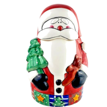 Santa Claus Whimsical Ceramic Cookie Jar Holiday Christmas - £23.74 GBP