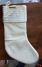 Ashland Christmas Stocking White With Silver Sequence. - $11.88