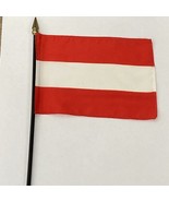 New Austria Mini Desk Flag - Black Wood Stick Gold Top 4” X 6” - $6.81 CAD