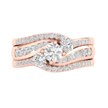 14K Rose Gold 1 1/4ct TDW Diamond Bypass Bridal Ring Set with Two Bands - £2,139.62 GBP