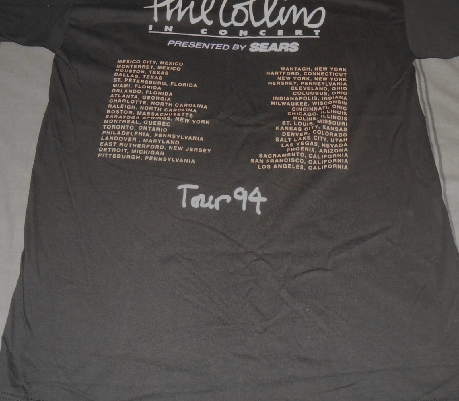 Vintage PHIL COLLINS In Concert  '94 Tour T-Shirt Short sleeve  Sz. L Item image 3