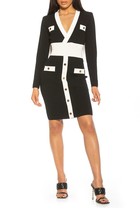 Alexia Admor 3944 Gemma Tufted Long Sleeve Dress SZ S Black White - £70.23 GBP