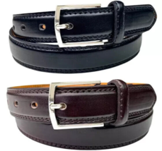 2 Barbados Leather Dress Belts Mens 1-Brown 1-Black Size 34-36 Genuine Leather - £11.86 GBP