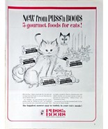 PUSS n BOOTS - 5 Gourmet Foods For Cats! CAT FOOD 1964 Vintage Print Ad - £11.11 GBP