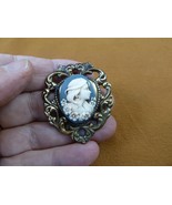 (cs99-2) Girl swooping bangs flowers CAMEO brass Pin Pendant Jewelry brooch - $570.30 MXN