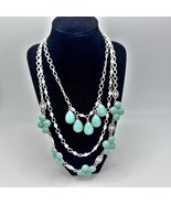 Switch it up Necklace Set of 3 Silver Plated w/ Turquoise Colored acryli... - $517.46 MXN