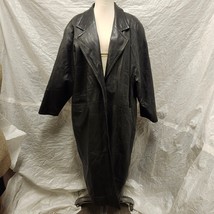 Nancy Heller Women&#39;s Long Black Leather Jacket with Rayon Lining, Size 1 - $74.24