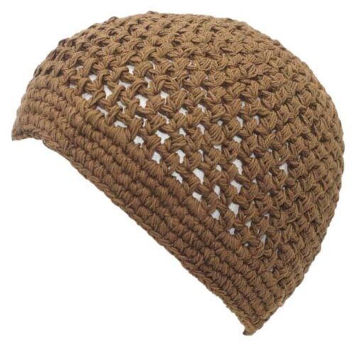 Primary image for Brown 100% Cotton Crochet Beanie Skull Cap Knit Hat Men Women