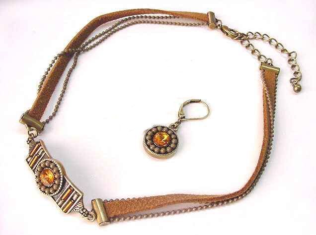 Brown Leather Necklace Matching Earings  Free Shipping Fashion Jewelery - £9.86 GBP