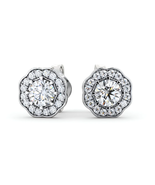 Halo Round Lab Grown Diamond Earrings 14K White Gold - $1,243.40 CAD