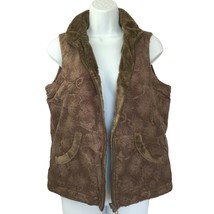 Columbia Reversible Women Vest Size S Brown Floral Faux Fur Lined Zip Up - £23.76 GBP