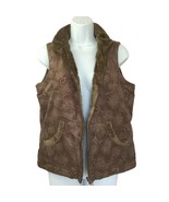 Columbia Reversible Women Vest Size S Brown Floral Faux Fur Lined Zip Up - £23.69 GBP