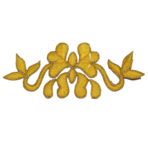 Gold Yellow Flower Filigree Embroidered Applique Iron On Patch - £6.22 GBP