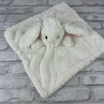 White Bunny Baby Blanket Pink Ears Plush Security Lovey 12&quot;x13&quot; - $9.74