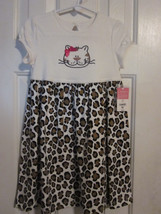 NWT - J KHAKI Girl&#39;s Size 3T Kitty Cat Face &amp; Leopard Print Short Sleeve Dress - £15.41 GBP