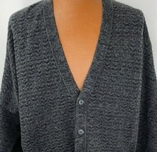 Trader Bay Knit Buttoned Cardigan Sweater Mens Size Large Charcoal Gray Chunky  - £55.96 GBP