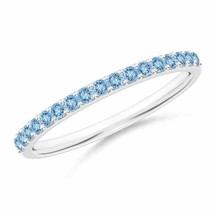 ANGARA Prong Set Half Eternity Aquamarine Band in 14K Gold (AAAA, Size-1.5) - £663.06 GBP