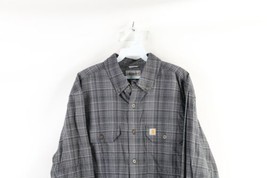 Vintage Carhartt Mens Large Relaxed Fit Spell Out Collared Button Shirt Plaid - £27.65 GBP